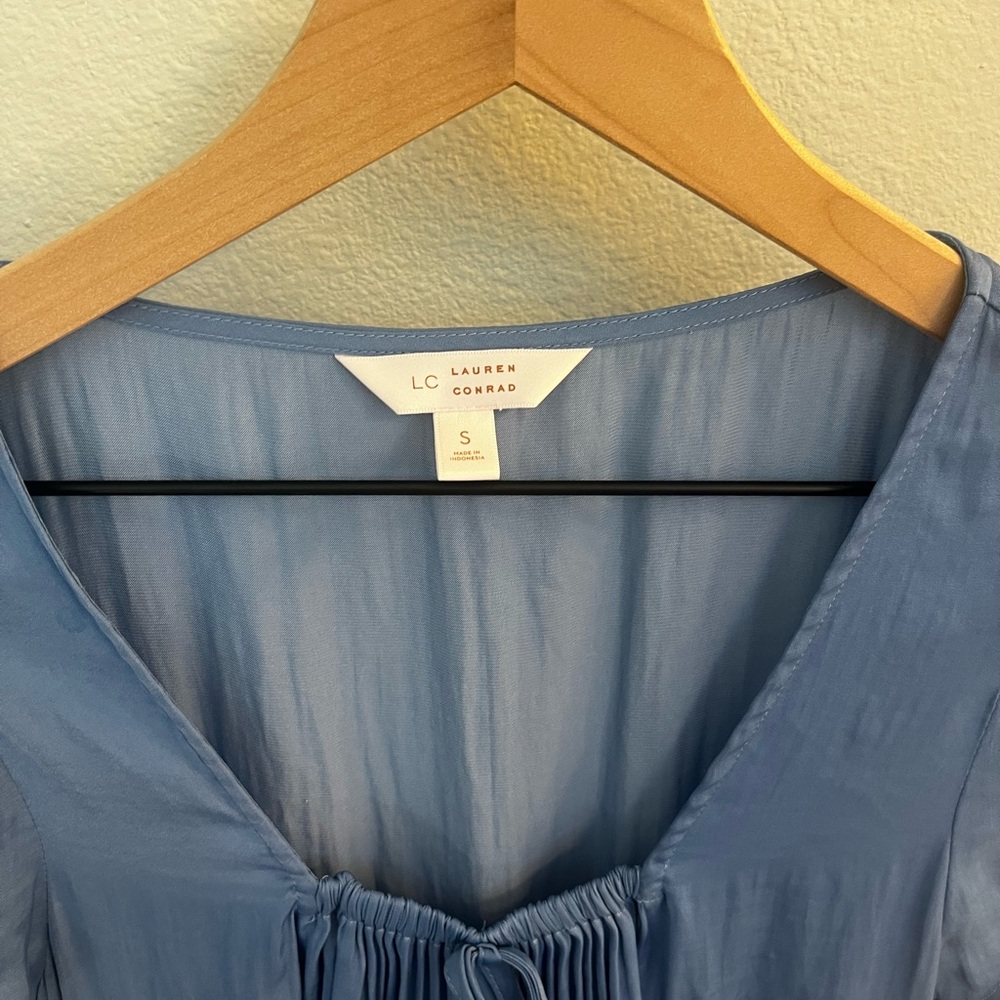 Women's LC Lauren Conrad blue Empire Waist Square Neck Midi Dress - Picture 3 of 4
